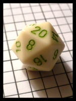 Dice : Dice - 20D - Cream with Green Numerals - Ebay July 2010
